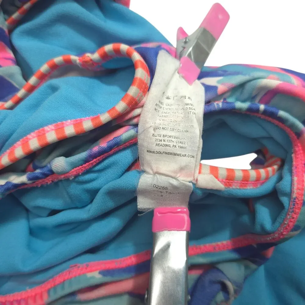 Dolfin Uglies Goldfish Swim School One Piece Swimsuit Size 12 Girls Blue Pink